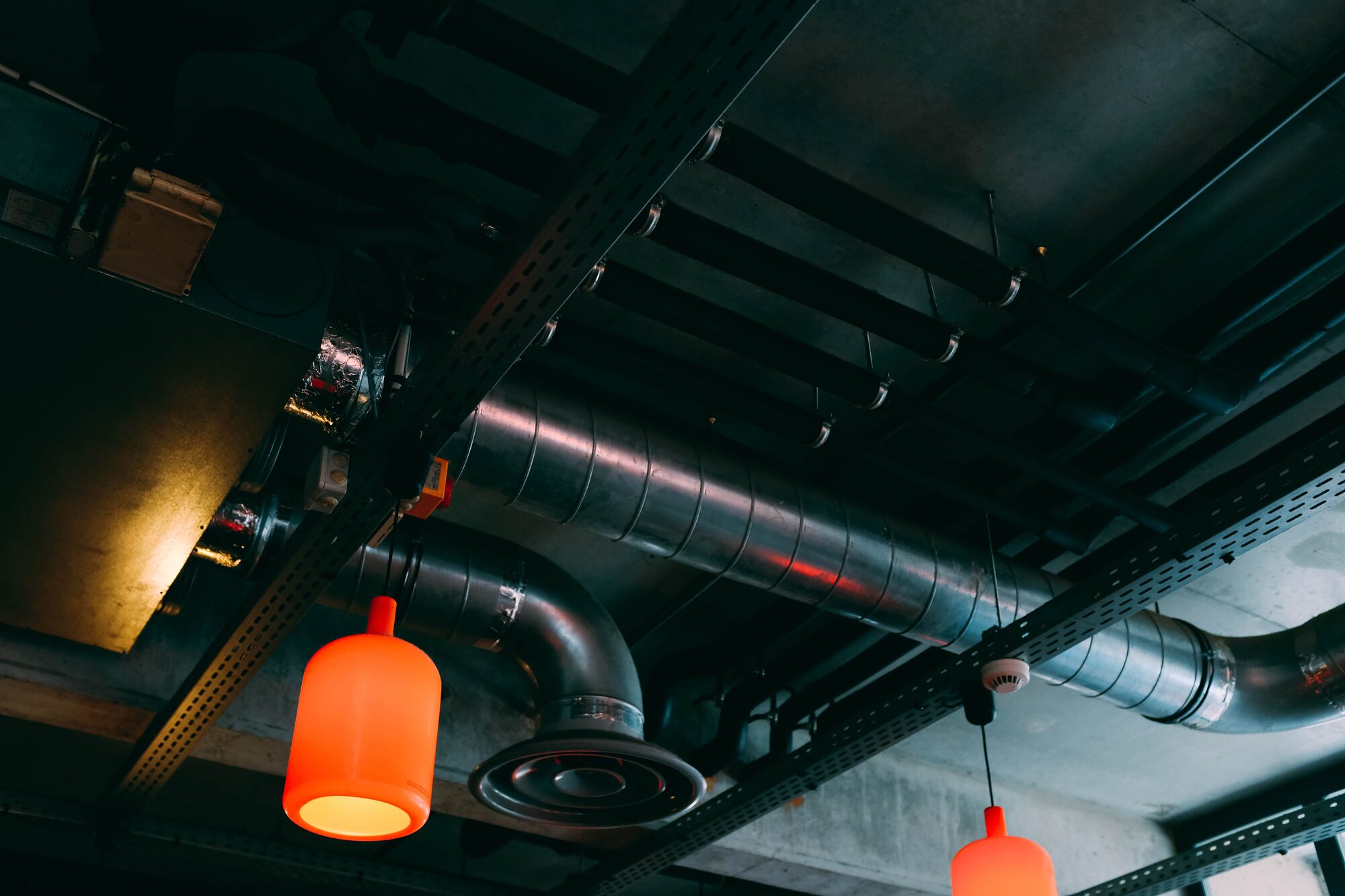 Ductwork in a home ceiling ready for seasonal inspection
